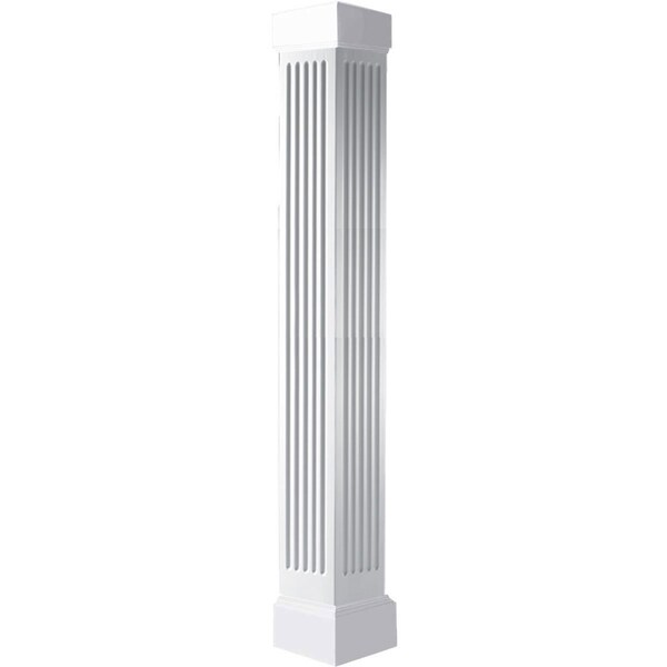 Ekena Millwork 10"W x 8'H Craftsman Classic Square Non-Tapered Fluted Column w/ Mission Capital & Mission Base EC1008ENFMIMI - main